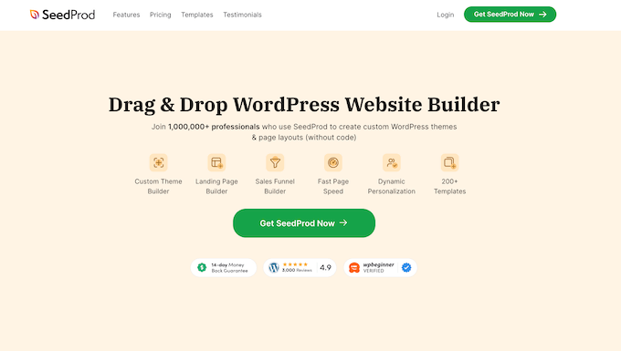 The SeedProd page builder plugin for WordPress