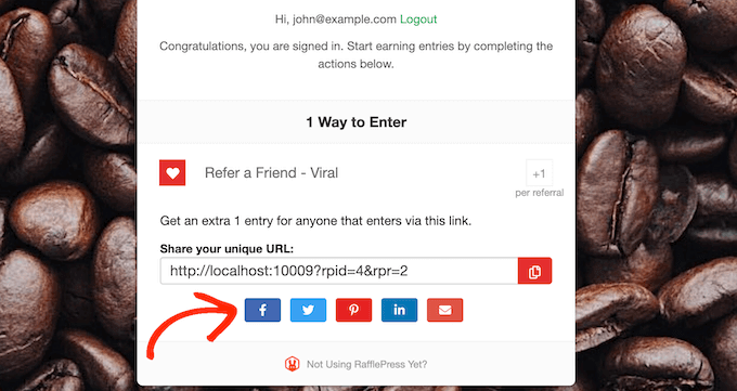 Creating a unique referral link for your giveaway or contest