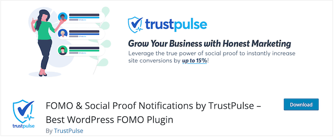 The free TrustPulse WordPress FOMO plugin