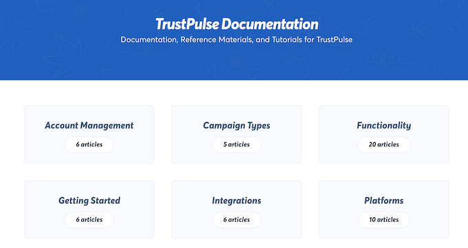 TrustPulse's detailed online documentation 