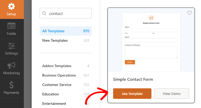 WPforms contact form templates
