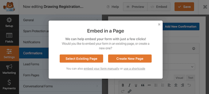 Embedding a form on a WordPress website