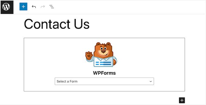 The WPForms form block 