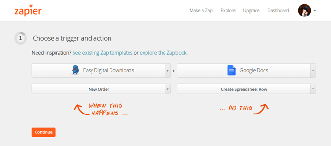 Example of Using Zapier With Easy Digital Downloads