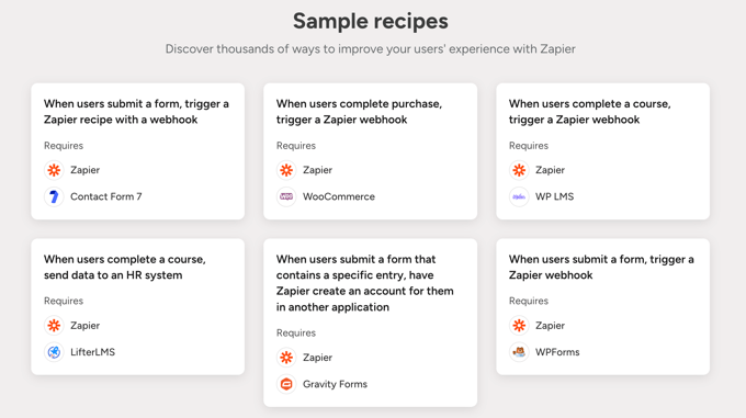Uncanny Automator Sample Zapier Recipes