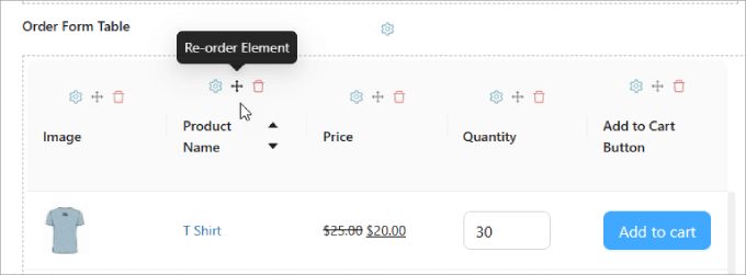 Reorder element 