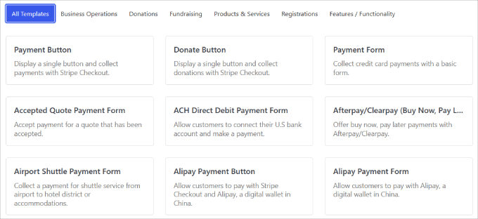 WP Simple Pay form templates 