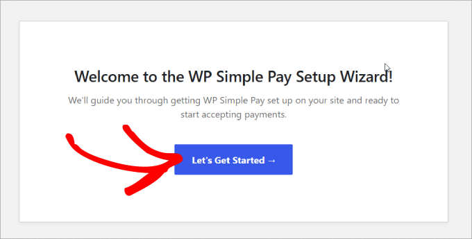 WP Simple Pay setup wizard 