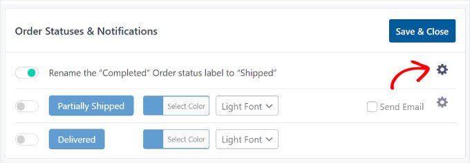 Advanced Shipment Tracking's Order Statuses & Notifications settings