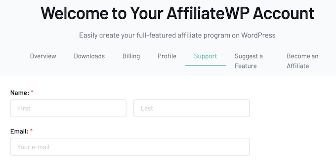 The AffiliateWP customer support portal