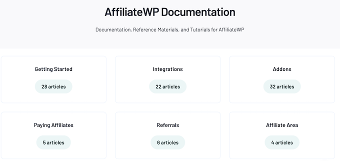 The AffiliateWP online documentation 