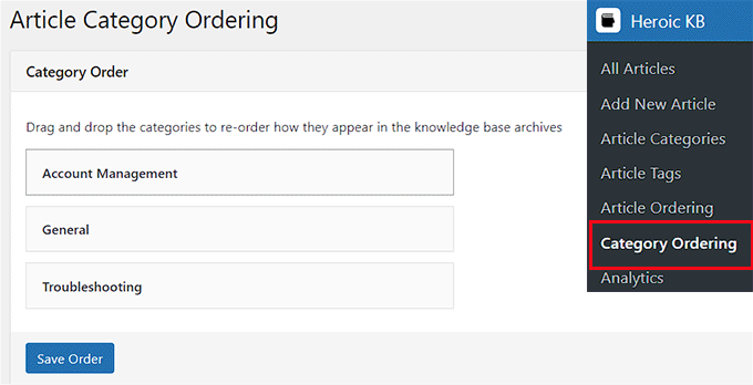 Change the category order of the documentation