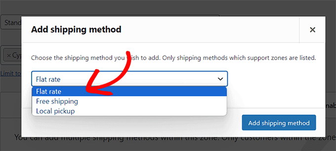 Choose a shipping method