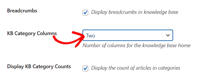 Choose the number for category columns for the documentation