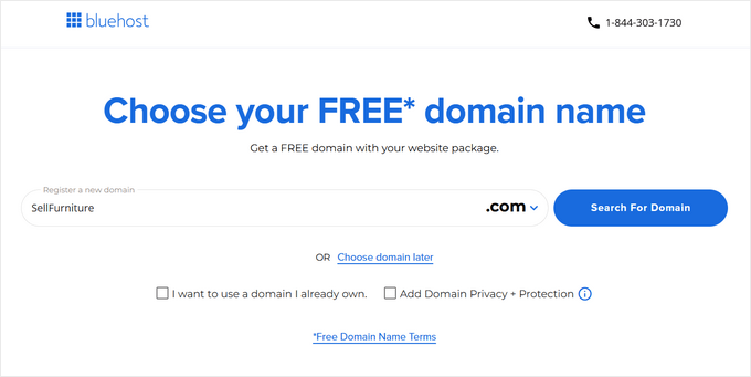 Choose a domain name to sell furniture online