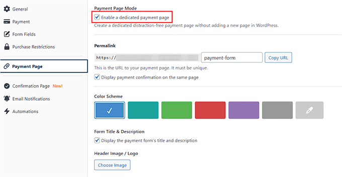 Customize the payment page