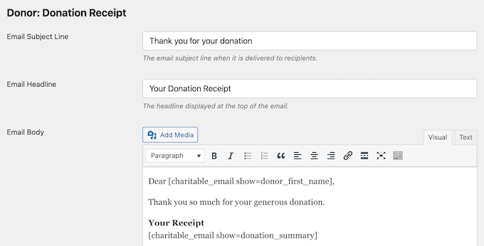 How to create personalized and dynamic emails using WP Charitable