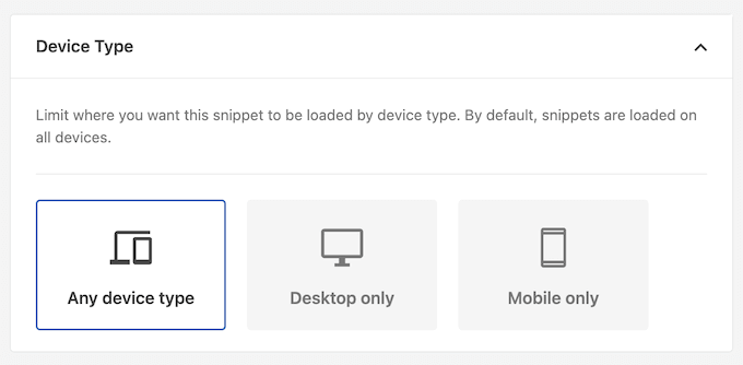 Showing different snippets on smartphones, tablets, and desktop computers