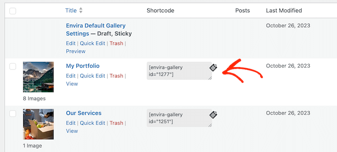 Adding galleries to an online marketplace, store, or website using shortcode