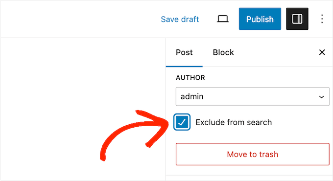 Exclude specific pages from your website or blog's search