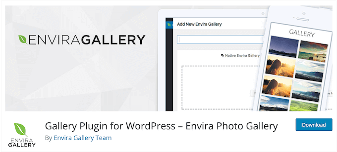 The free Envira Gallery WordPress plugin