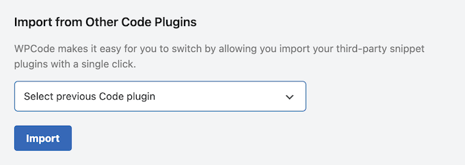 Importing data from alternative code snippet plugins