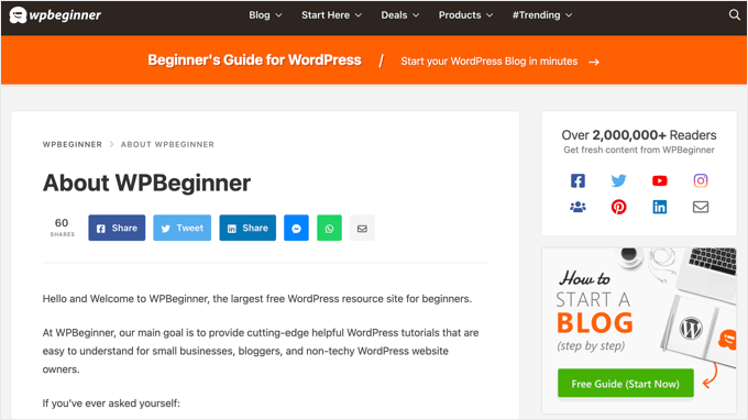 About WPBeginner Page