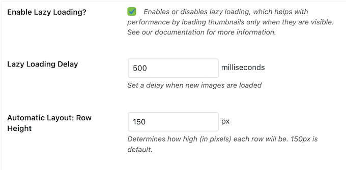 Enabling and disabling the lazy loading settings