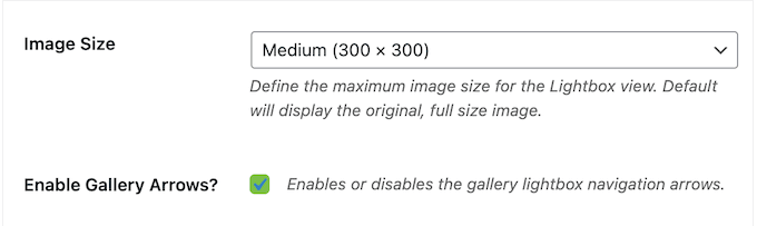 Changing the image sizes in a lightbox popup