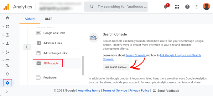 Link Google Search Console to Google Analytics UA