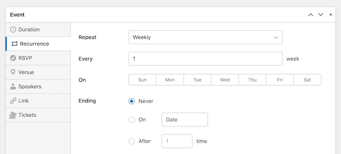How to create recurring events in WordPress 
