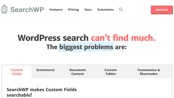 The SearchWP search plugin for WordPress