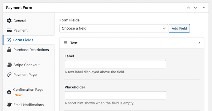 Adding custom fields to a payment form