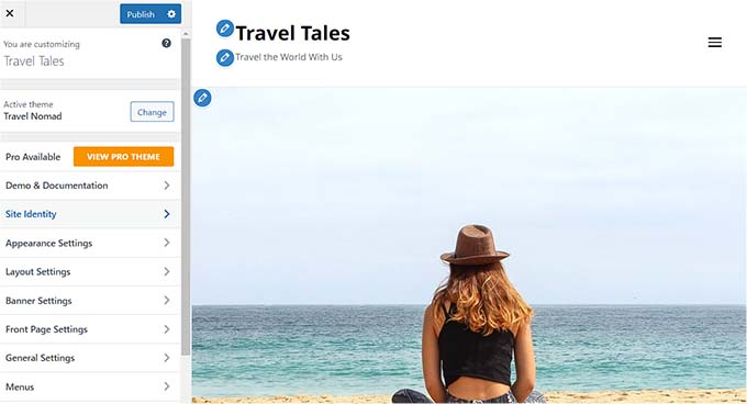WebHostingExhibit travel-theme-in-customizer A Complete Beginner's Guide to WordPress Full Site Editing  