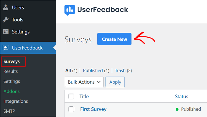 Creating a new UserFeedback survey
