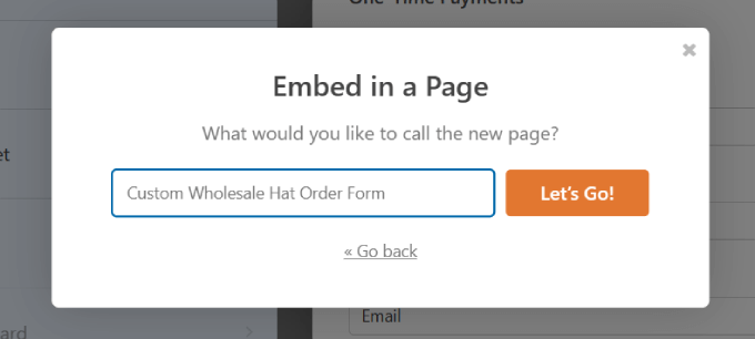 wholesale order form embed in a page 