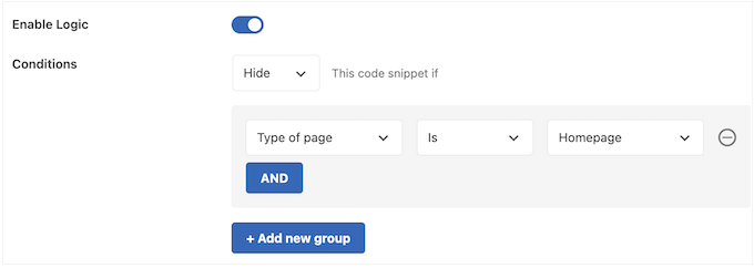 Adding conditional logic to your custom code snippets