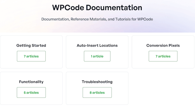The WPCode online documentation 