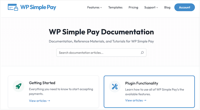 WP Simple Pay's online documentation 