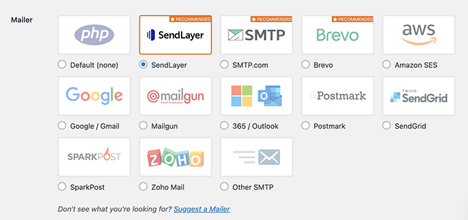 Select SMTP mailer