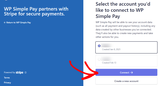 Connect Stripe to WP Simple Pay 