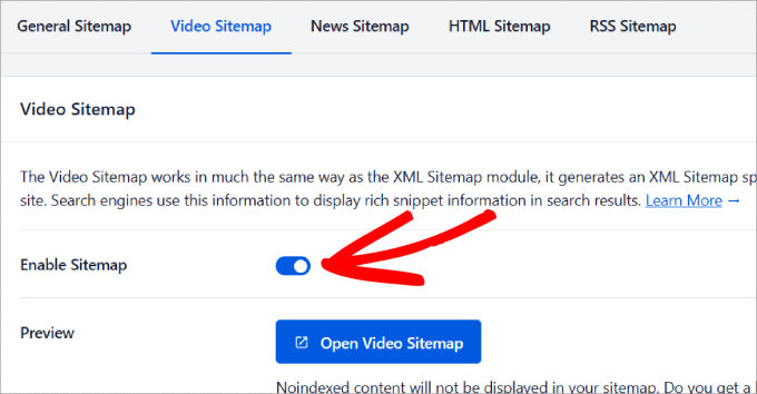 Enable video sitemap 