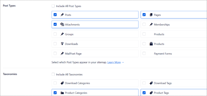 Post types and taxonomies 