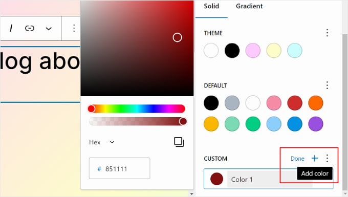 Adding a Custom color in WordPress Full Site Editor