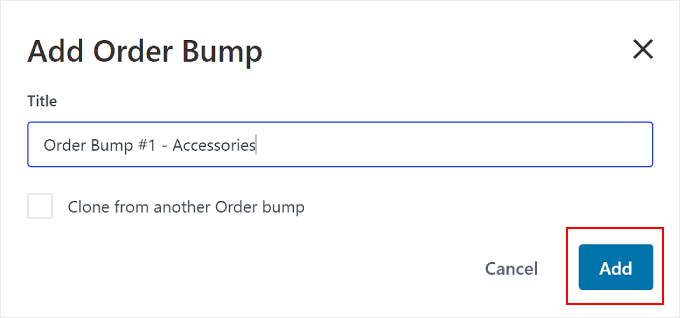 Naming a new order bump on FunnelKit