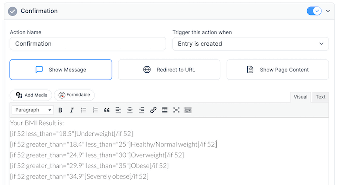 An example of a form's built-in mathematical code