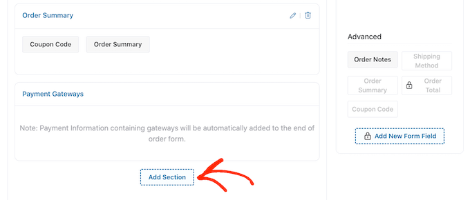 Organizing a checkout form into sections