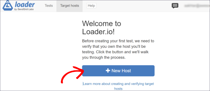 WebHostingExhibit click-the-new-host-button-1 How to Stress Test a WordPress Website in 2023 (Step by Step)  