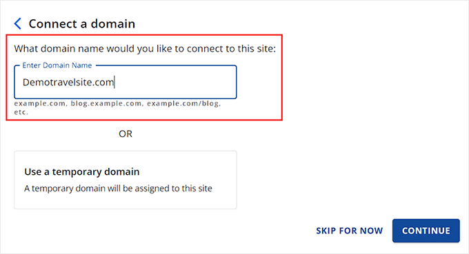 Connect to a domain name
