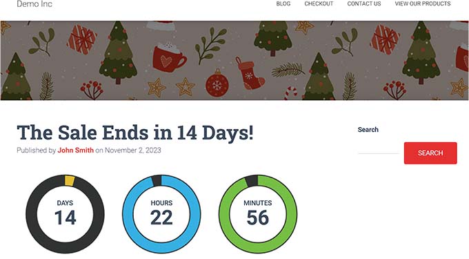 Countdown timer for the WooCommerce sale